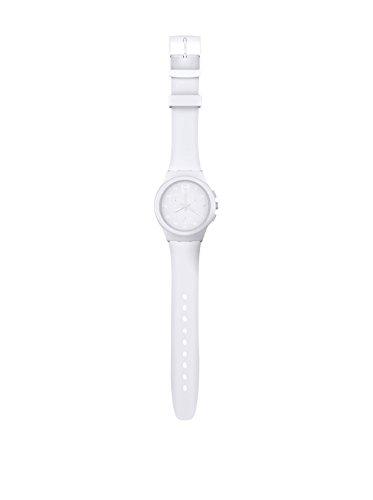 Swatch Unisex-Armbanduhr Chrono Plastic Basic White Chronograph Silikon SUSW400