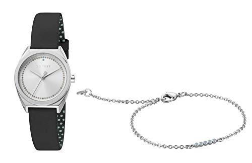 Esprit ES1L100L0015 Slice Dot Uhr Damenuhr Lederarmband 3 bar Analog Schwarz