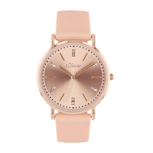 s.Oliver Armbanduhr Damen Quarzuhr Analog, mit Silikon Armband, Silber, 3 bar Wasserdicht, Kommt in Uhren Geschenk Box