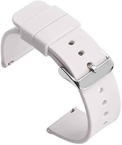 Shieranlee Silicone 16MM Silikon Uhrenarmband mit Edelstahl Silberne Schnalle für Fossil Q Accomplice,Carlie, Harper, Neely; Moto 360 2nd Gen Women's 42mm,Huawei B5