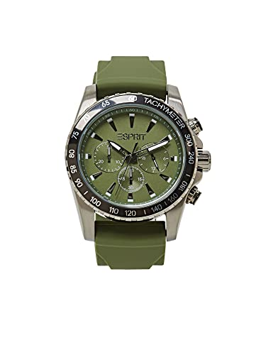 ESPRIT Herren-Uhren Analog Quarz One Size Oliv 32023390