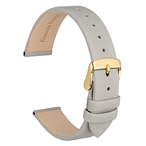 WOCCI 18mm Elegantes Uhrenarmband für Damen mit Goldener Schnalle (Grau)