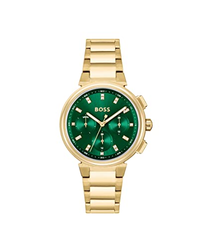 BOSS Multi Zifferblatt Quarz Uhr für Damen Kollektion ONE mit Goldfarben Edelstahlarmband - 1502679
