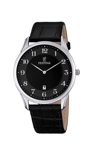 Festina Herren Analog Quarz Uhr mit Leder Armband F6851/4