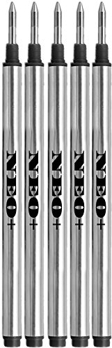Nachfüllen des Stifts Kompatibel mit MontBlanc Rollerball Kugelschreibern: Solitaire, Noblesse, Generation, Scent, Bohème, Classic und StarWalker, Jinhao, Gullor Rollerball Pen (5 x SCHWARZ)
