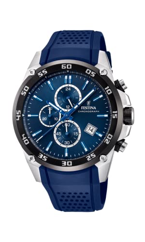 Festina Unisex Erwachsene Chronograph Quarz Uhr mit Leder Armband F20330/2