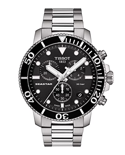 TISSOT Herren Chronograph Quarz Uhr mit Edelstahl Armband T1204171105100