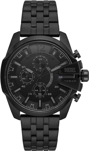 Diesel Herrenuhr Baby Chief, Quarzwerk, 48MM Schwarzes Edelstahlgehäuse mit Edelstahlarmband, DZ4617