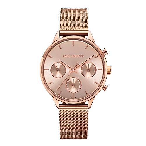 PAUL HEWITT Armbanduhr Damen Everpuls White Sand Roségold Mesh - Damen Uhr in Roségold mit einem abgestimmten Meshband aus Edelstahl und einem weißen Ziffernblatt