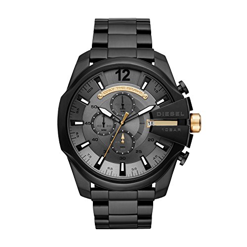Diesel Herren Mega Chief Chronograph, 59 mm Gehäusegröße, Edelstahluhr