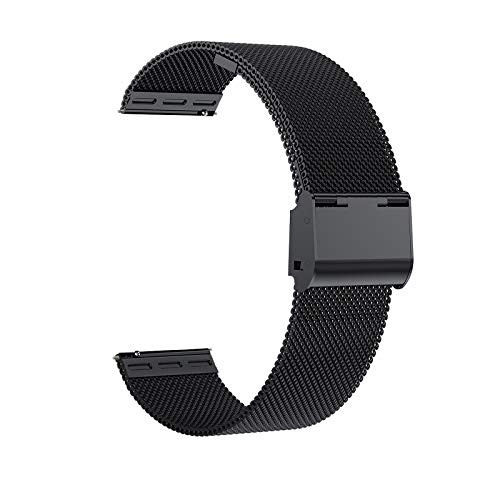 Uhrenarmband,16mm 18mm 20mm 22mm Ersatz Edelstahl Metallgitterband,Schnellverschluss Uhrenarmband Metallschraube,Smart Watch Armbänder für Männer Frauen ( Black)