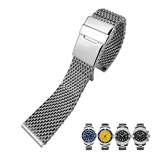 Für Breitling 316L Massiv-Edelstahl-Uhrenarmbänder 22 mm 24 mm Uhrenarmband Vollsilber mit Faltschließe Watch Strap