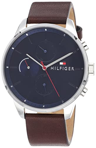 Tommy Hilfiger Multi Zifferblatt Quarz Uhr für Herren mit Braunes Lederarmband - 1791487