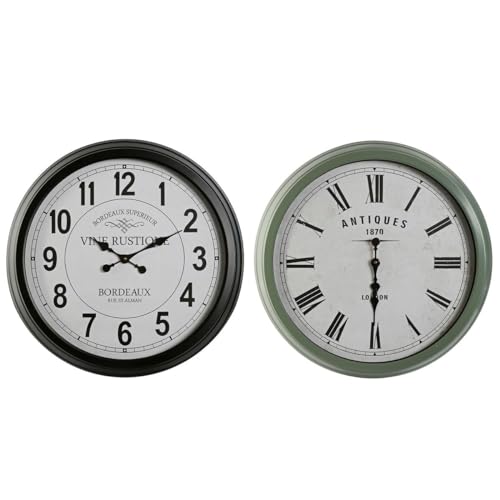 Home ESPRIT Wanduhr, Schwarz, Grün, Metall, Glas, 70 x 9 x 70 cm (2 Stück)