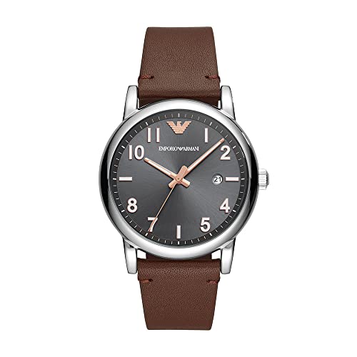 Emporio Armani Herren Analog Quarz Uhr mit Leder Armband AR11175