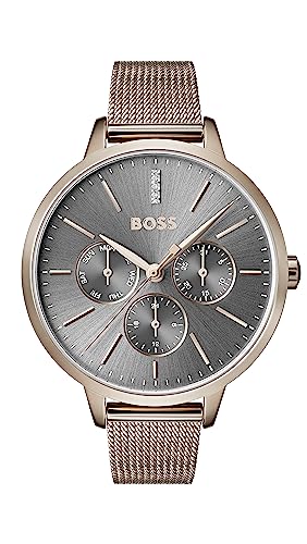 BOSS Multi Zifferblatt Quarz Uhr für Damen mit Rotgoldfarbenes Edelstahlarmband - 1502424