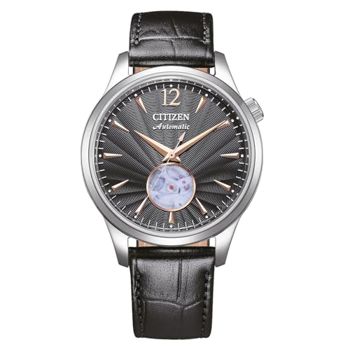 CITIZEN Herren Analog Automatik Uhr mit Leder Armband NH9131-14E