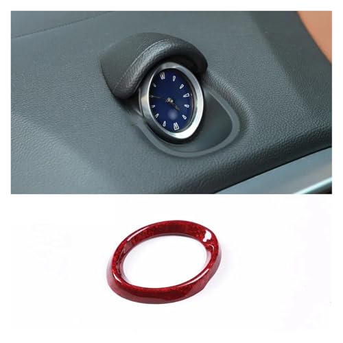 KAXSFE Kompatibel mit Maserati Ghibli 2014–2021, echte Kohlefaser, Auto-Armaturenbrett, Uhr, Basis, Zifferblatt, dekorativer Rahmen, Aufkleber, Auto-Innenausstattung(Red Carbon Fiber B2)