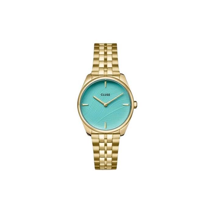 CLUSE Féroce Petite CW11220 Armbanduhr, Blatttextur, Blau