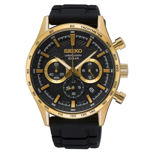 Seiko Herren Analog Quarz Uhr mit Silikon Armband SSB446P1