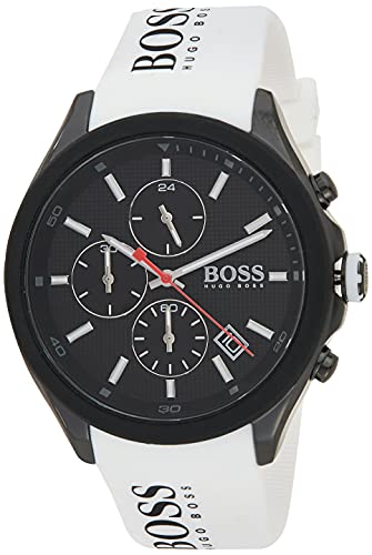 BOSS Chronograph Quarz Uhr für Herren mit Weisses Silikonarmband - 1513718