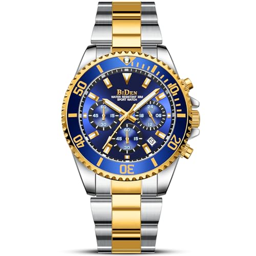 BIDEN Herren Analog Japanisches Quarzwerk Uhr mit Edelstahl Armband 163_SML