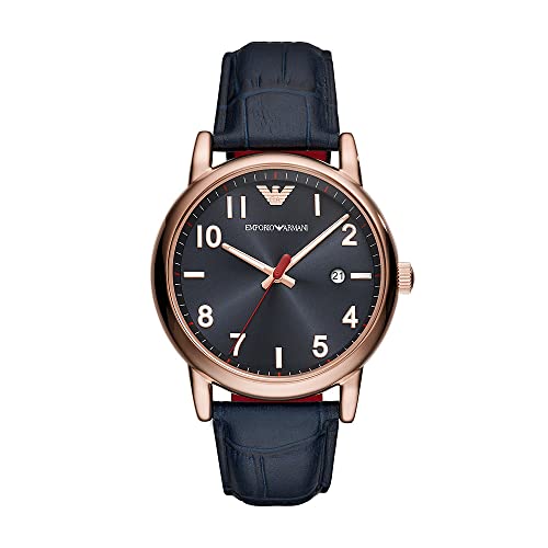 Emporio Armani Herren Analog Quarz Smart Watch Armbanduhr mit Leder Armband AR11135