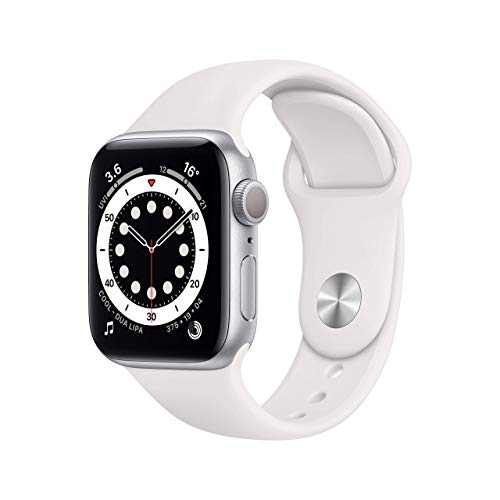 Apple Watch Series 6 GPS, 40 mm silbernes Aluminiumgehäuse mit weißem Sportband - normal (Generalüberholt)