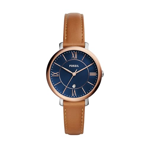 Fossil Damenuhr Jacqueline, Quarzwerk, 36mm 2T Silber/Rose Edelstahlgehäuse mit einem Lederarmband, ES4274