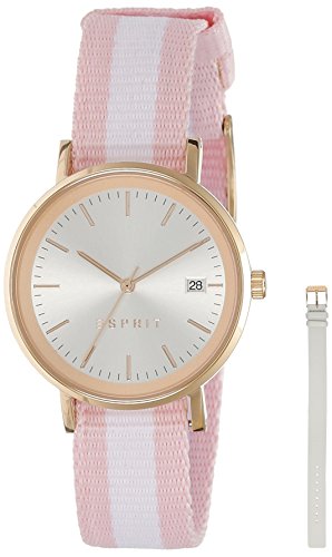 Esprit Damen Datum klassisch Quarz Uhr mit Nylon Armband ES108362003