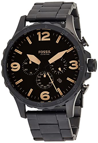 FOSSIL Herrenuhr Nate, 50mm Gehäusegröße, Quarz-Chronographenwerk, Edelstahlarmband
