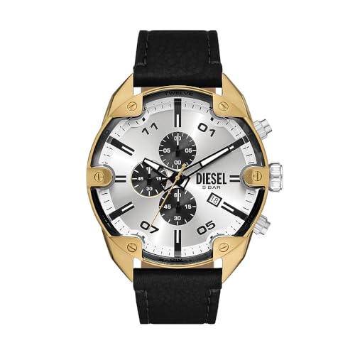 Diesel Herren Analog Quarz Uhr mit Leder Armband DZ4671