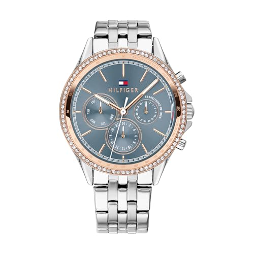 Tommy Hilfiger Multi Zifferblatt Quarz Uhr für Damen mit Silbernes Edelstahlarmband - 1781976