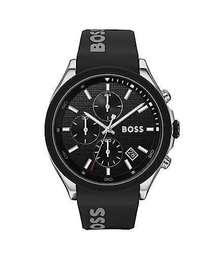 BOSS Chronograph Quarz Uhr für Herren mit Schwarzes Silikonarmband - 1513716