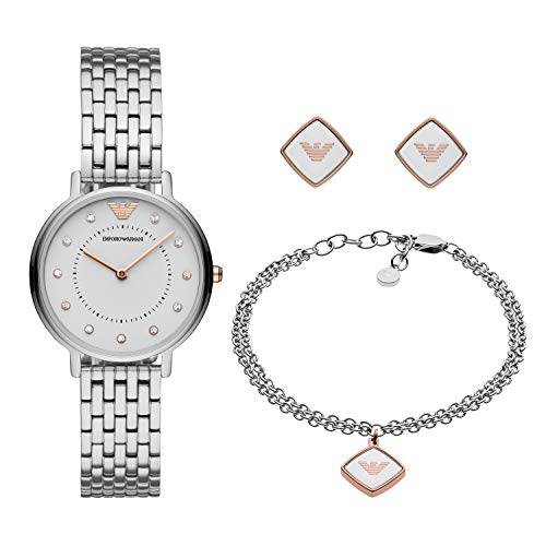 Emporio Armani Damen-Zweizeiger-Armbanduhr aus Edelstahl, 32 mm Gehäusegröße