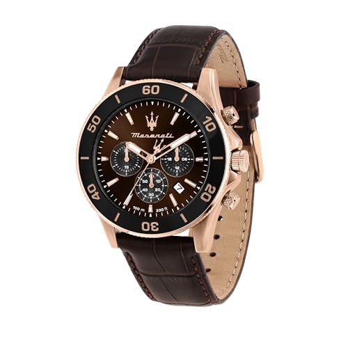 Maserati Herrenuhr in limitierter Auflage, Chronograph, Analog, Lederarmband, wasserdicht, COMPETIZIONE-Kollektion R8871600001