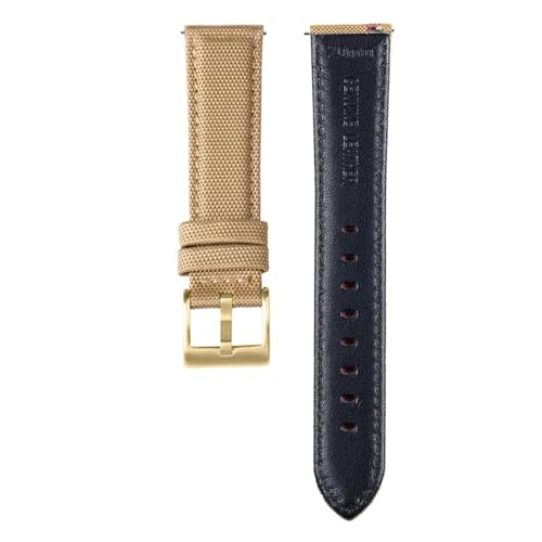 ROHCGHC Uhren, Leder-Uhrenarmband mit Schnellverschluss for Herren und Damen(KhakiGold,22mm)