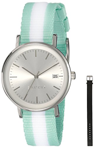ESPRIT Damen Datum klassisch Quarz Uhr mit Nylon Armband ES108362001