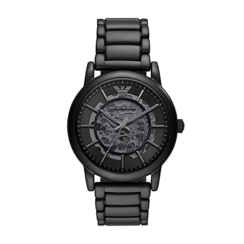 Emporio Armani Herrenuhr Automatikwerk Edelstahl schwarz, AR60045