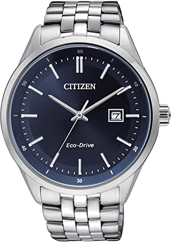 Citizen Herren Analog Quarz Uhr mit Edelstahl Armband BM7251-53L, Blau