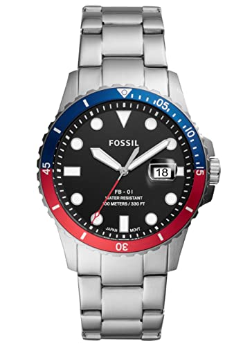 FOSSIL Herrenuhr FB - 01, 42mm Gehäusegröße, Quarzwerk, Edelstahlarmband