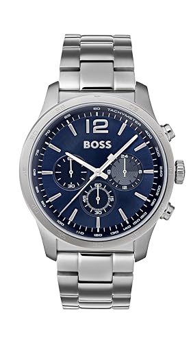 BOSS Chronograph Quarz Uhr für Herren mit Silbernes Edelstahlarmband - 1513527