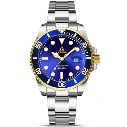 LN LENQIN Herren Uhr Edelstahl Uhren Herren wasserdichte Analog Quarzuhr Armbanduhrherren mit Datum Leuchtend Mode Freizeit Uhren für Männer