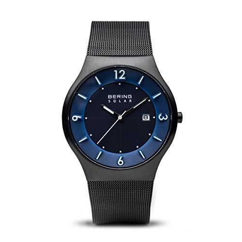 BERING Herren Analog Solar Collection Armbanduhr mit Edelstahl Armband und Saphirglas