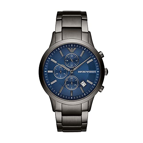 Emporio Armani Herren-Chronograph, Edelstahluhr, 43 mm Gehäusegröße