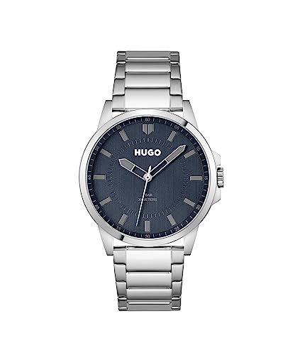HUGO Analog Quarzuhr für Herren Kollektion #First mit Silbernes Edelstahlarmband - 1530186