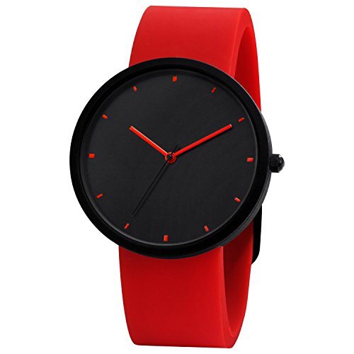 Comtex Damen Armbanduhr Schwarz Analog Quarz mit Rotes Silikon Armband SYM170088…