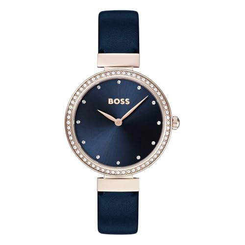 BOSS Analog Quarzuhr für Damen Kollektion Celebration mit Blaues Lederarmband - 1502477