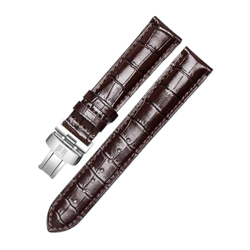 CWZZWS Lederband kompatibel mit Tissot le locle t41 T006 PRC200 Uhrengurtband Gürtband Armband 1853 Uhrenbandmänner 19mm 20 mm 21 mm 22 mm (Browngold Verschluss, 19mm)