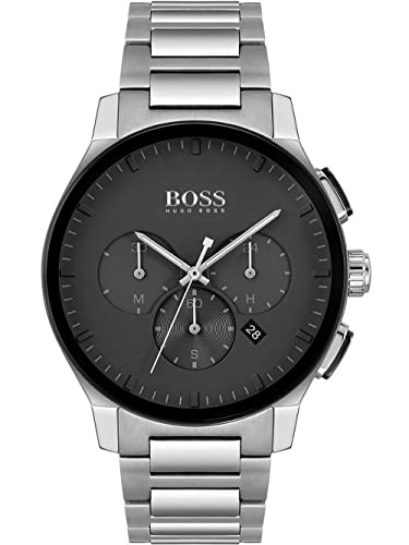 BOSS Chronograph Quarz Uhr für Herren mit Silbernes Edelstahlarmband - 1513762